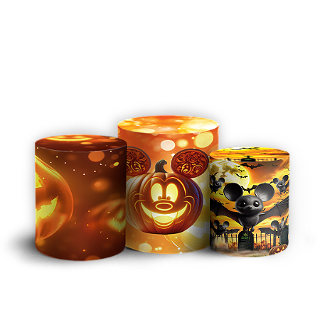 Capas Trio Cilindro Sublimado Vest Facil - Mickey Dia das Bruxas Halloween