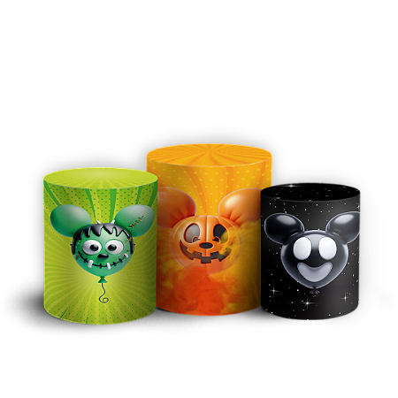 Capas Trio Cilindro Sublimado Vest Facil - Mickey Dia das Bruxas Halloween