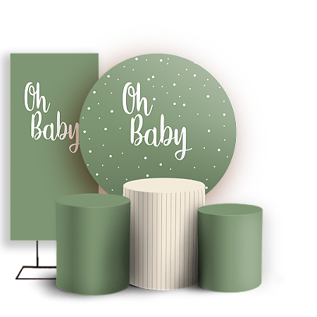 Capas Painel Redondo Trio Cilindro e Faixa Lateral Sublimado - Oh Baby