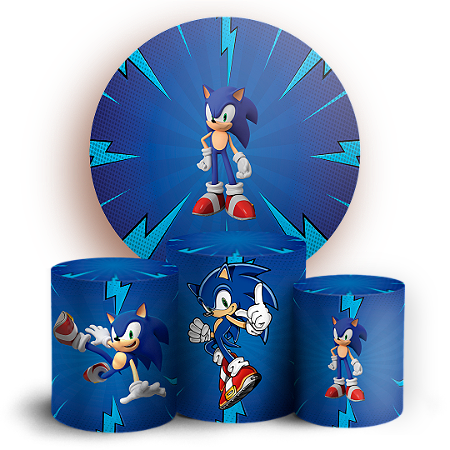 Capas Painel Redondo e Trio Cilindro Sublimado - Sonic