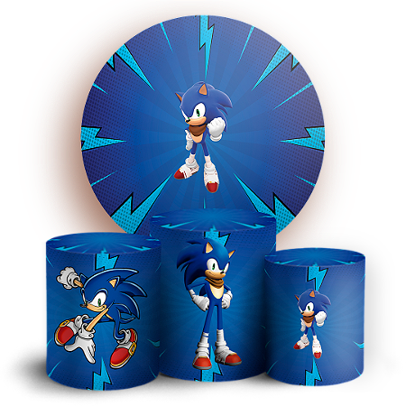 Capas Painel Redondo e Trio Cilindro Sublimado - Sonic