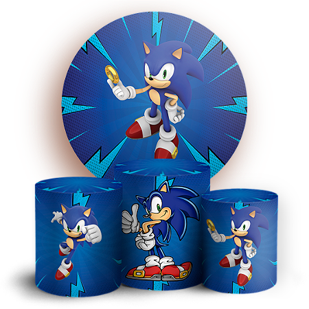 Capas Painel Redondo e Trio Cilindro Sublimado - Sonic