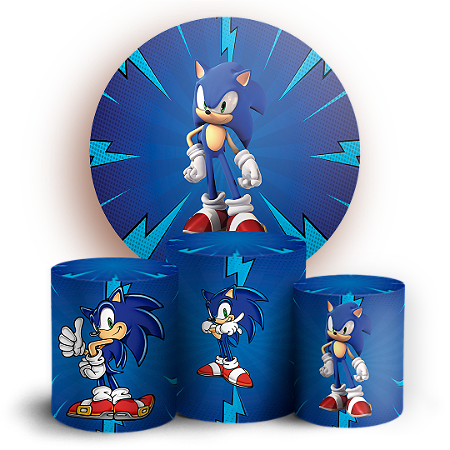 Capas Painel Redondo e Trio Cilindro Sublimado - Sonic