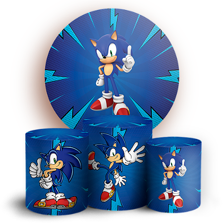 Capas Painel Redondo e Trio Cilindro Sublimado - Sonic