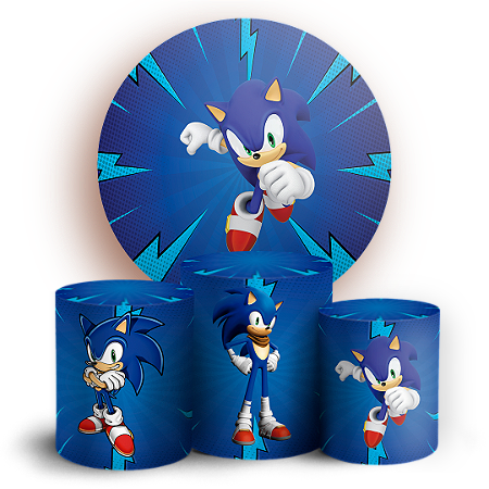 Capas Painel Redondo e Trio Cilindro Sublimado - Sonic