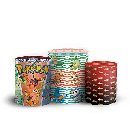 Capas Trio Cilindro Sublimado Vest Facil - Pokemon Iniciais