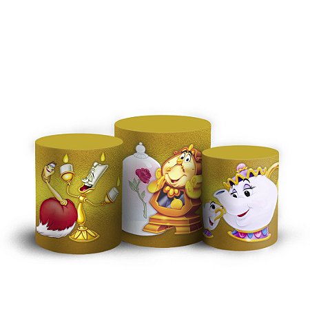 Capas Trio Cilindro Sublimado Vest Facil - Bela e a Fera