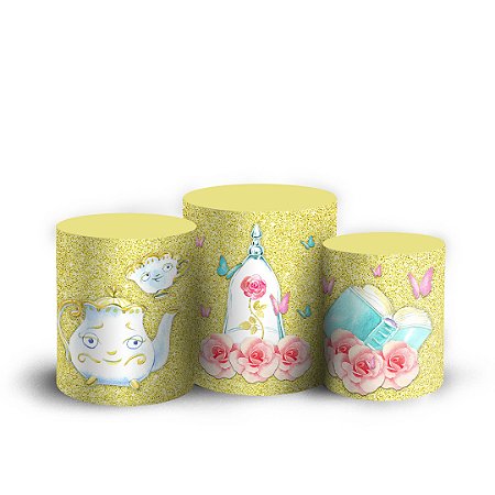 Capas Trio Cilindro Sublimado Vest Facil - Bela e a Fera