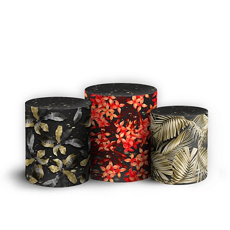 Capas Trio Cilindro Sublimado Vest Facil - Floral