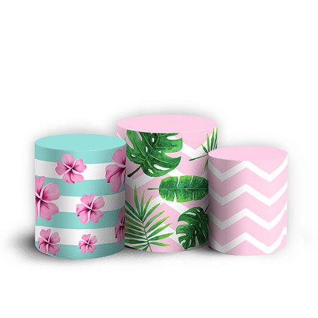 Capas Trio Cilindro Sublimado Vest Facil - Flamingo