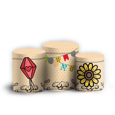 Capas Trio Cilindro Sublimado Vest Facil - Festa Junina