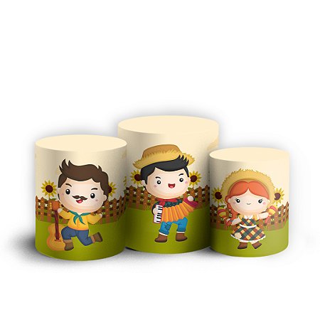 Capas Trio Cilindro Sublimado Vest Facil - Festa Junina