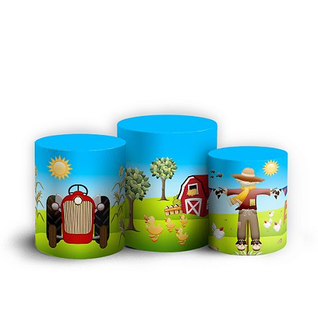 Capas Trio Cilindro Sublimado Vest Facil - Fazendinha