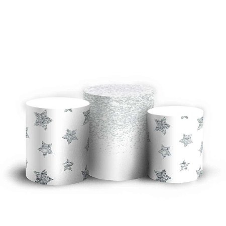 Capas Trio Cilindro Sublimado Vest Facil - Glitter Branco