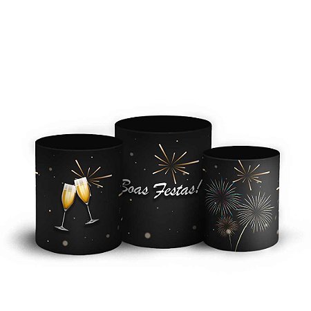 Capas Trio Cilindro Sublimado Vest Facil - Ano Novo