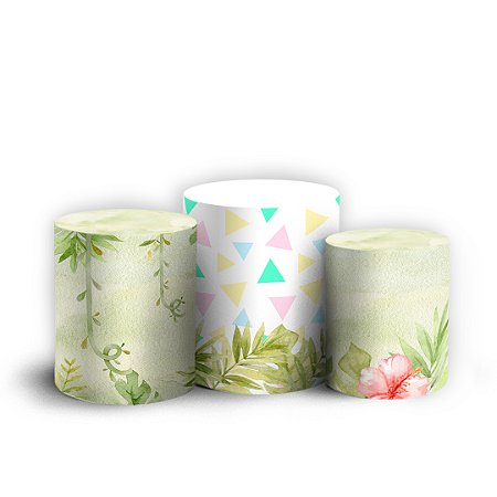 Capas Trio Cilindro Sublimado Vest Facil - Dinossauro Cute