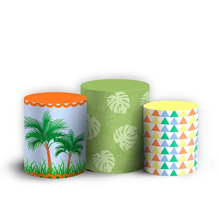 Capas Trio Cilindro Sublimado Vest Facil - Dinossauro Cute