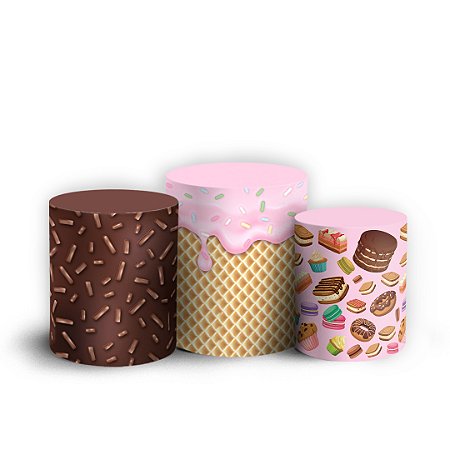 Capas Trio Cilindro Sublimado Vest Facil - Confeitaria