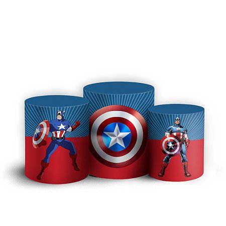 Capas Trio Cilindro Sublimado Vest Facil - Capitão América