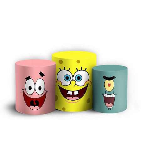 Capas Trio Cilindro Sublimado Vest Facil - Bob Esponja