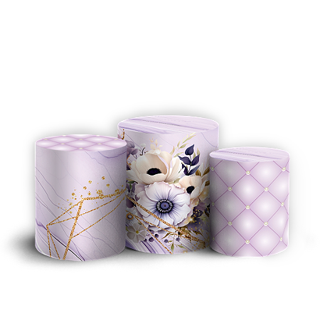 Capas Trio Cilindro Sublimado Vest Facil - 15 Anos Floral