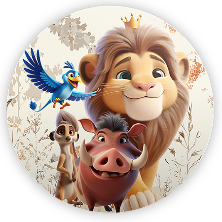 Capa Painel Redondo Sublimado - Rei Leao