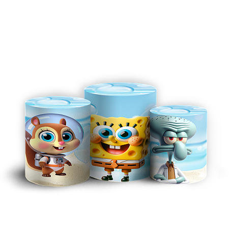 Capas Trio Cilindro Sublimado Vest Facil - Bob Esponja