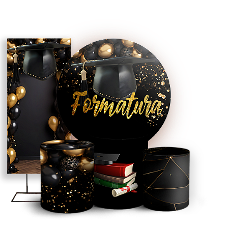 Capas Painel Redondo Trio Cilindro e Faixa Lateral Sublimado - Formatura