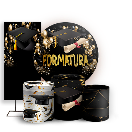 Capas Painel Redondo Trio Cilindro e Faixa Lateral Sublimado - Formatura