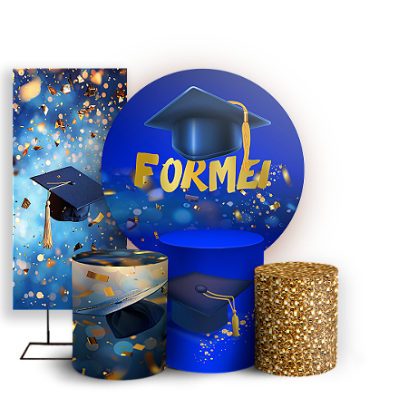 Capas Painel Redondo Trio Cilindro e Faixa Lateral Sublimado - Formatura