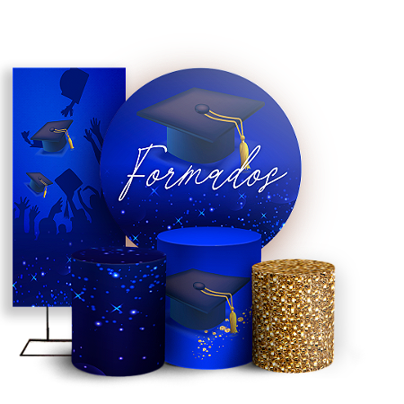 Capas Painel Redondo Trio Cilindro e Faixa Lateral Sublimado - Formatura