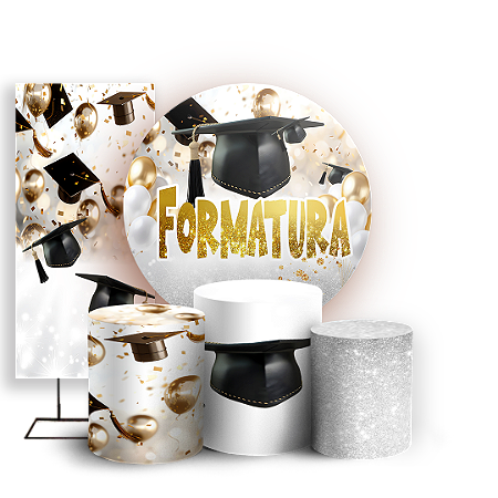 Capas Painel Redondo Trio Cilindro e Faixa Lateral Sublimado - Formatura