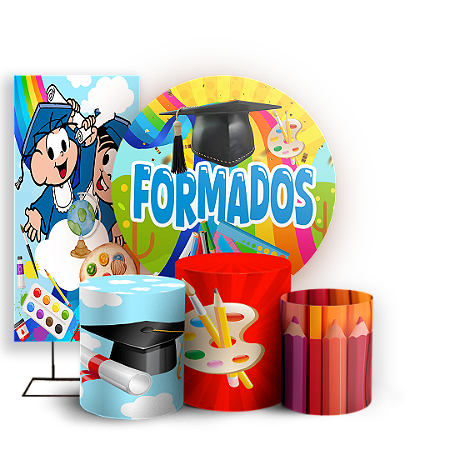 Capas Painel Redondo Trio Cilindro e Faixa Lateral Sublimado - Formatura