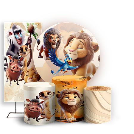 Capas Painel Redondo Trio Cilindro e Faixa Lateral Sublimado - Rei Leao