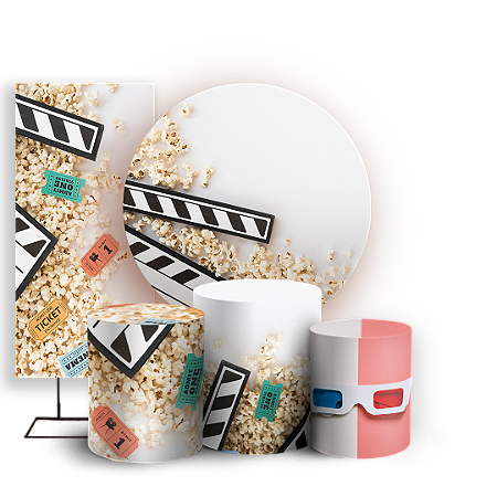 Capas Painel Redondo Trio Cilindro e Faixa Lateral Sublimado - Cinema