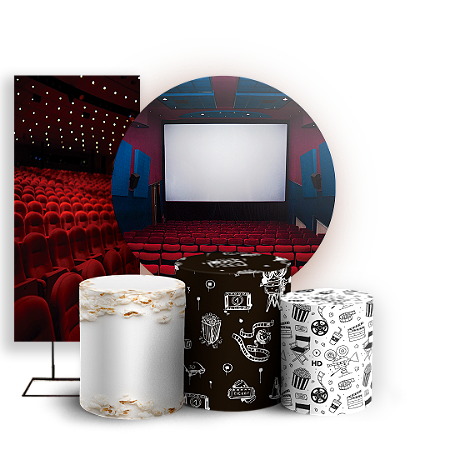 Capas Painel Redondo Trio Cilindro e Faixa Lateral Sublimado - Cinema
