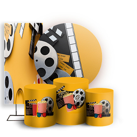 Capas Painel Redondo Trio Cilindro e Faixa Lateral Sublimado - Cinema