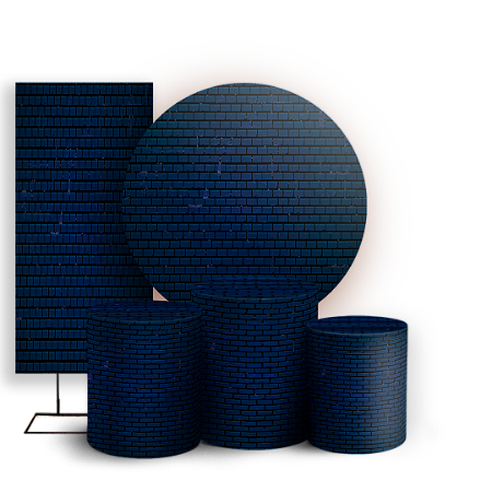 Capas Painel Redondo Trio Cilindro e Faixa Lateral Sublimado - Fundo Tijolo