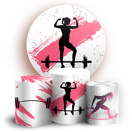 Capas Painel Redondo e Trio Cilindro Sublimado - Mulher Academia