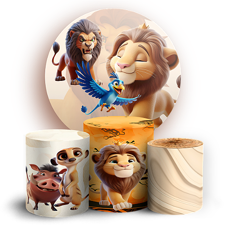 Capas Painel Redondo e Trio Cilindro Sublimado - Rei Leao