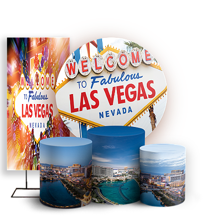 Capas Painel Redondo Trio Cilindro e Faixa Lateral Sublimado - Las Vegas