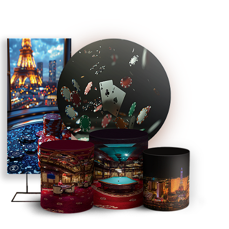 Capas Painel Redondo Trio Cilindro e Faixa Lateral Sublimado - Las Vegas