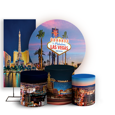 Capas Painel Redondo Trio Cilindro e Faixa Lateral Sublimado - Las Vegas