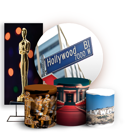 Capas Painel Redondo Trio Cilindro e Faixa Lateral Sublimado - Hollywood
