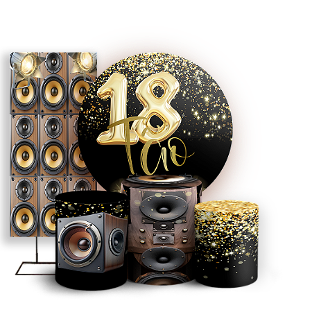 Capas Painel Redondo Trio Cilindro e Faixa Lateral Sublimado - 18 Anos