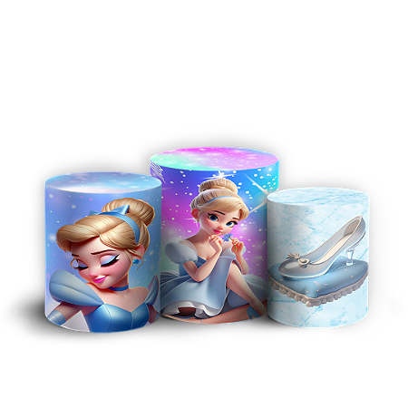 Capas Trio Cilindro Sublimado Vest Facil - Princesa Cinderela