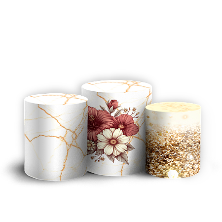 Capas Trio Cilindro Sublimado Vest Facil - Floral