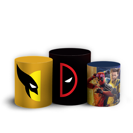 Capas Trio Cilindro Sublimado Vest Facil - Dead Pool e Wolverine