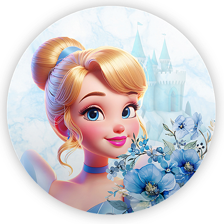 Capa Painel Redondo Sublimado - Princesa Cinderela