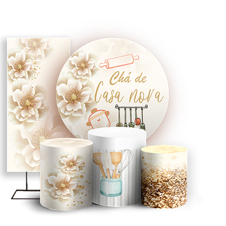 Capas Painel Redondo Trio Cilindro e Faixa Lateral Sublimado - Cha De Casa Nova